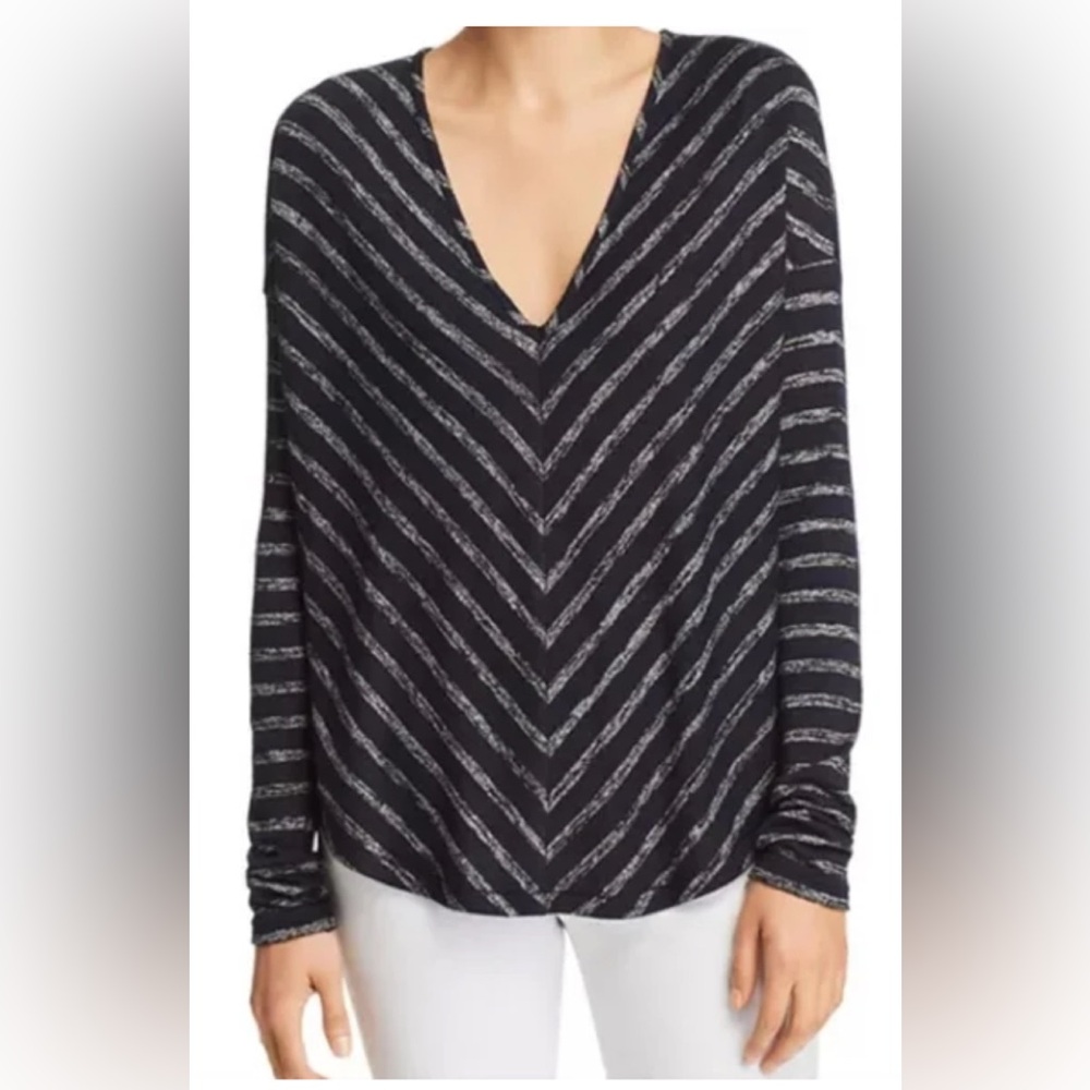 Rag & Bone Navy White Chevron Striped V-Neck Top Dolman Medium EUC